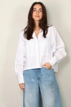 Sea Me Happy Blouse - Naka Shirt Poplin - White
