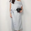 Sea Me Happy Jurk - Avery Dress Linen Blend - Silver Grey