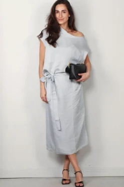 Sea Me Happy Jurk - Avery Dress Linen Blend - Silver Grey