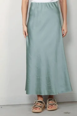 Sea Me Happy Rok - Scarlet Skirt -Shiny - Tafta - Sage Green