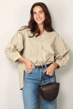 Sea Me Happy Blouse - Bolly blouse poplin uni - Sand