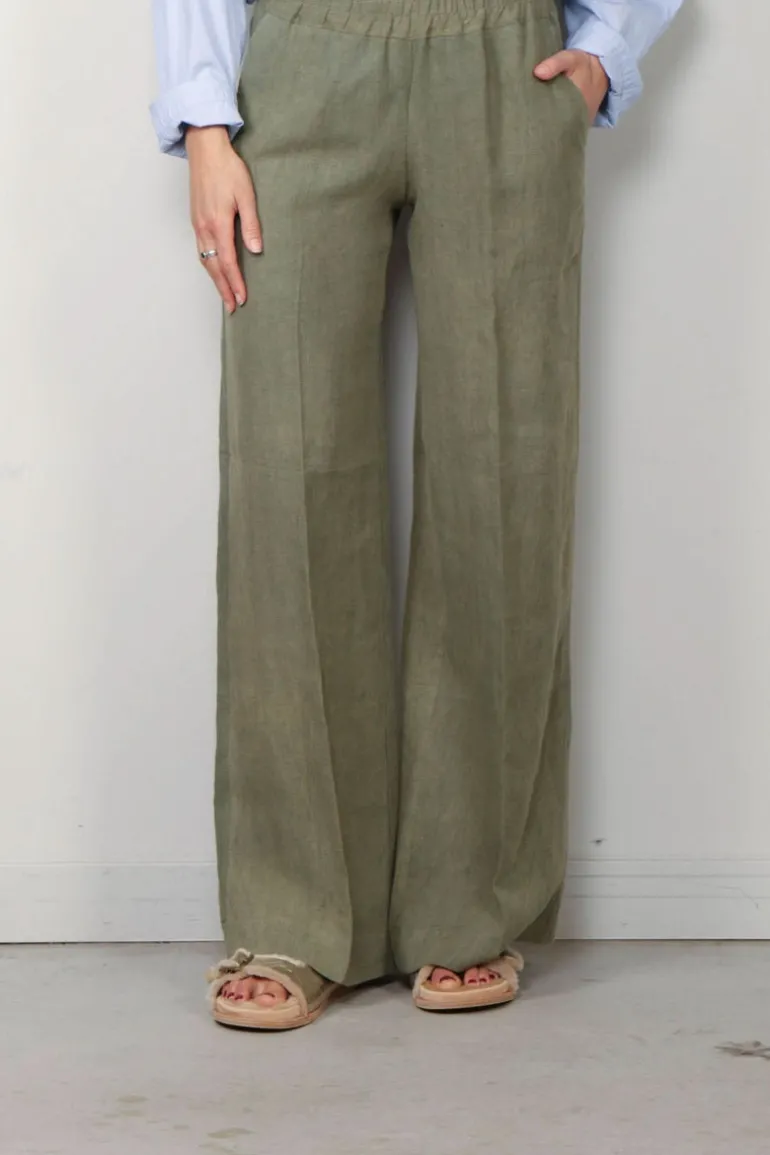 Sea Me Happy Broek - Honey Pants Washed Linen - Khaki Green