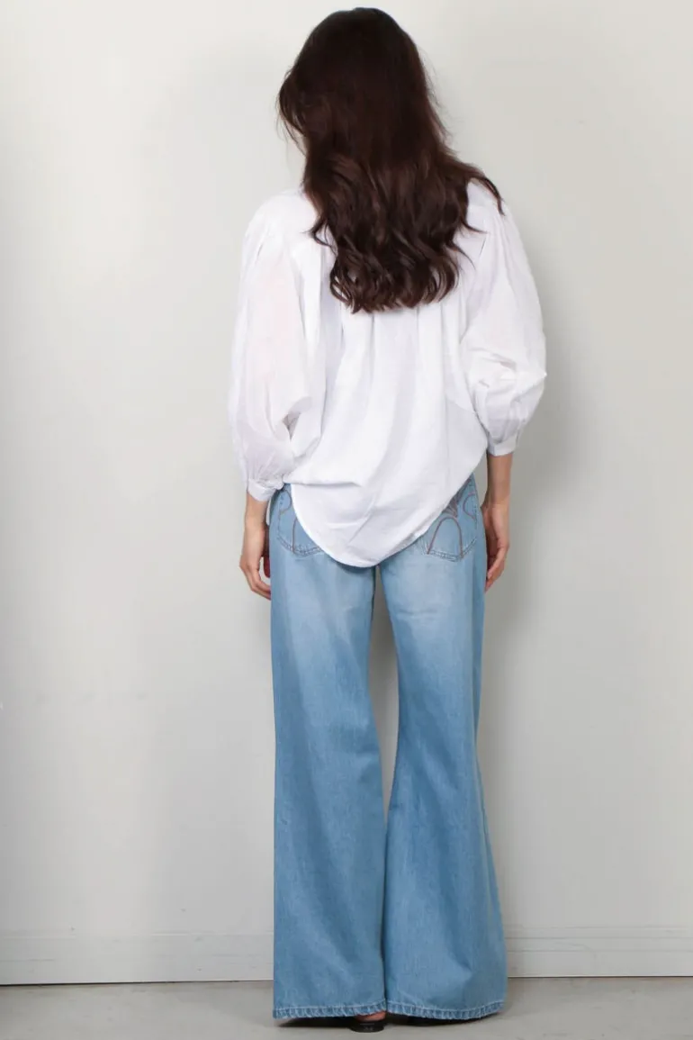 Sea Me Happy blouse - Balloon Blouse - white