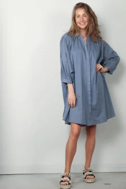 Sea Me Happy Jurk - Balloon Dress Short Double Layered - Steel Grey