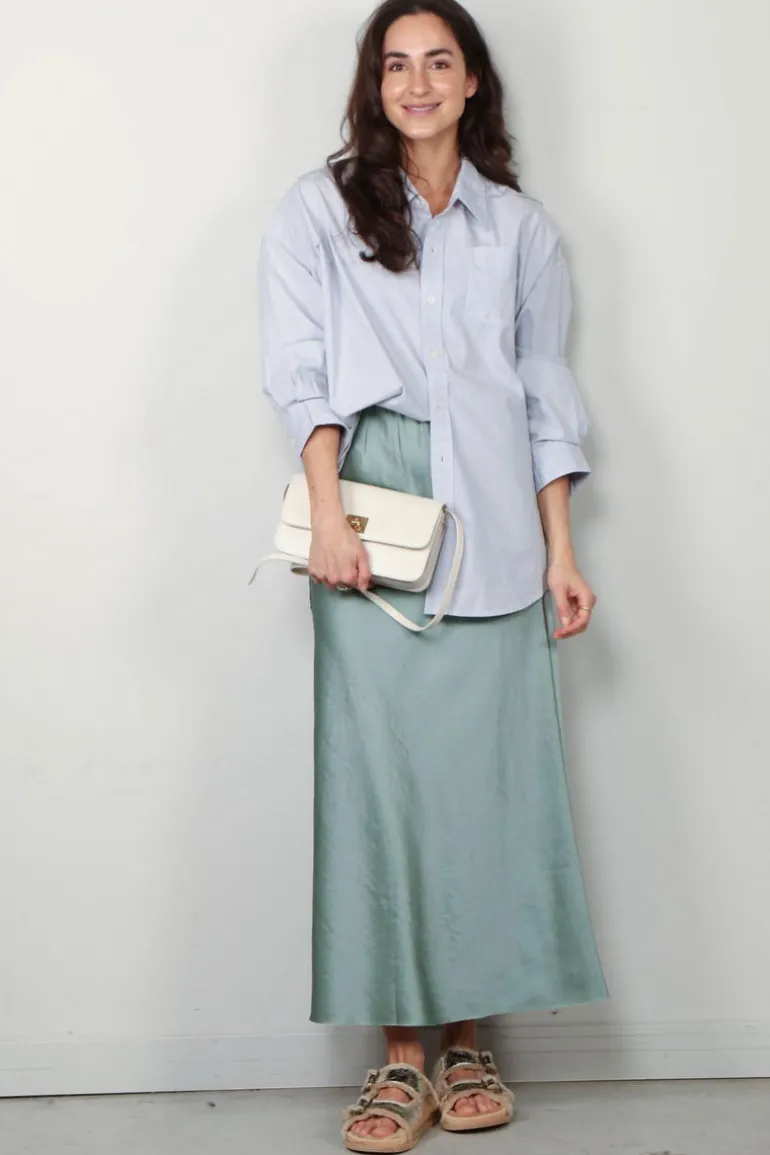 Sea Me Happy Rok - Scarlet Skirt -Shiny - Tafta - Sage Green