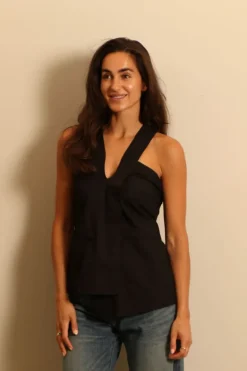 Sea Me Happy Top - Pina Top Poplin - Black