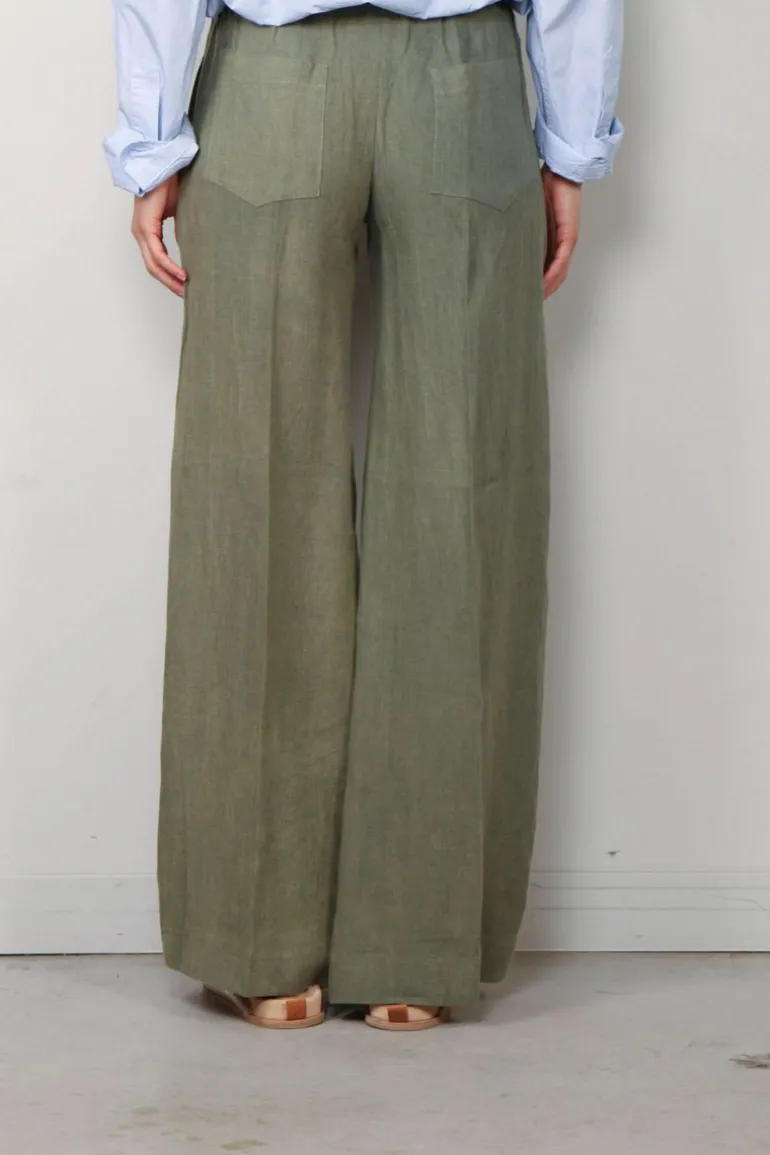Sea Me Happy Broek - Honey Pants Washed Linen - Khaki Green