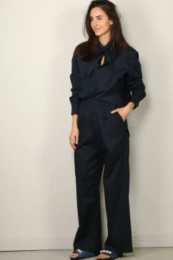 Sea Me Happy Blouse - Shibuya Blouse Poplin - Midnight Blue