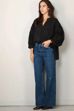 Sea Me Happy Blouse - Bolly blouse poplin uni - Black