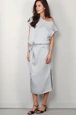 Sea Me Happy Jurk - Avery Dress Linen Blend - Silver Grey