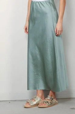 Sea Me Happy Rok - Scarlet Skirt -Shiny - Tafta - Sage Green
