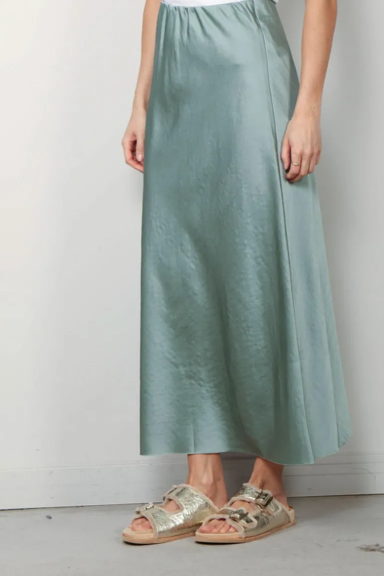 Sea Me Happy Rok - Scarlet Skirt -Shiny - Tafta - Sage Green