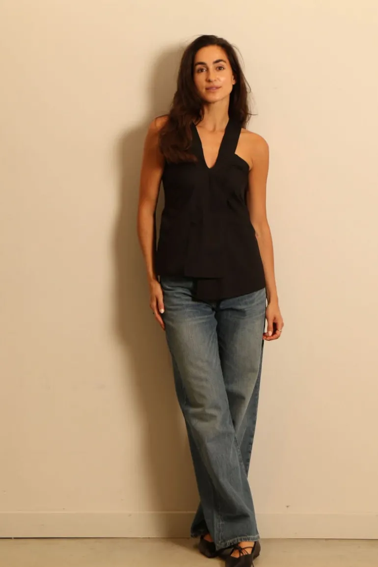 Sea Me Happy Top - Pina Top Poplin - Black