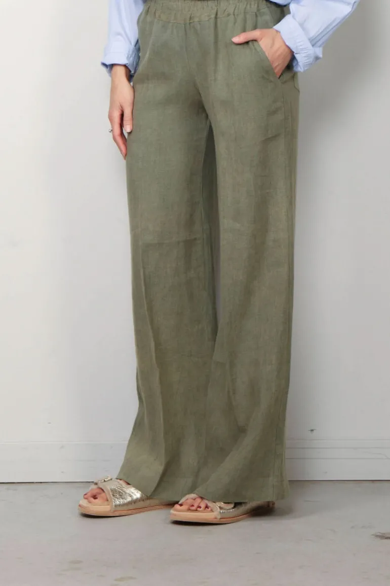 Sea Me Happy Broek - Honey Pants Washed Linen - Khaki Green