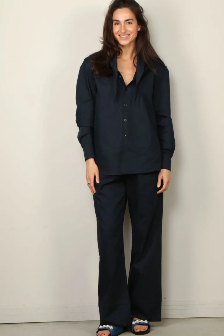 Sea Me Happy Blouse - Shibuya Blouse Poplin - Midnight Blue