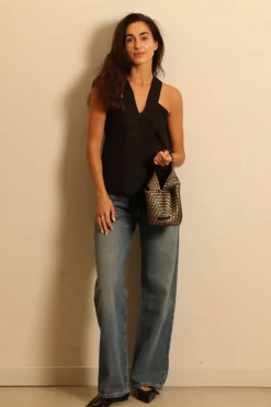 Sea Me Happy Top - Pina Top Poplin - Black