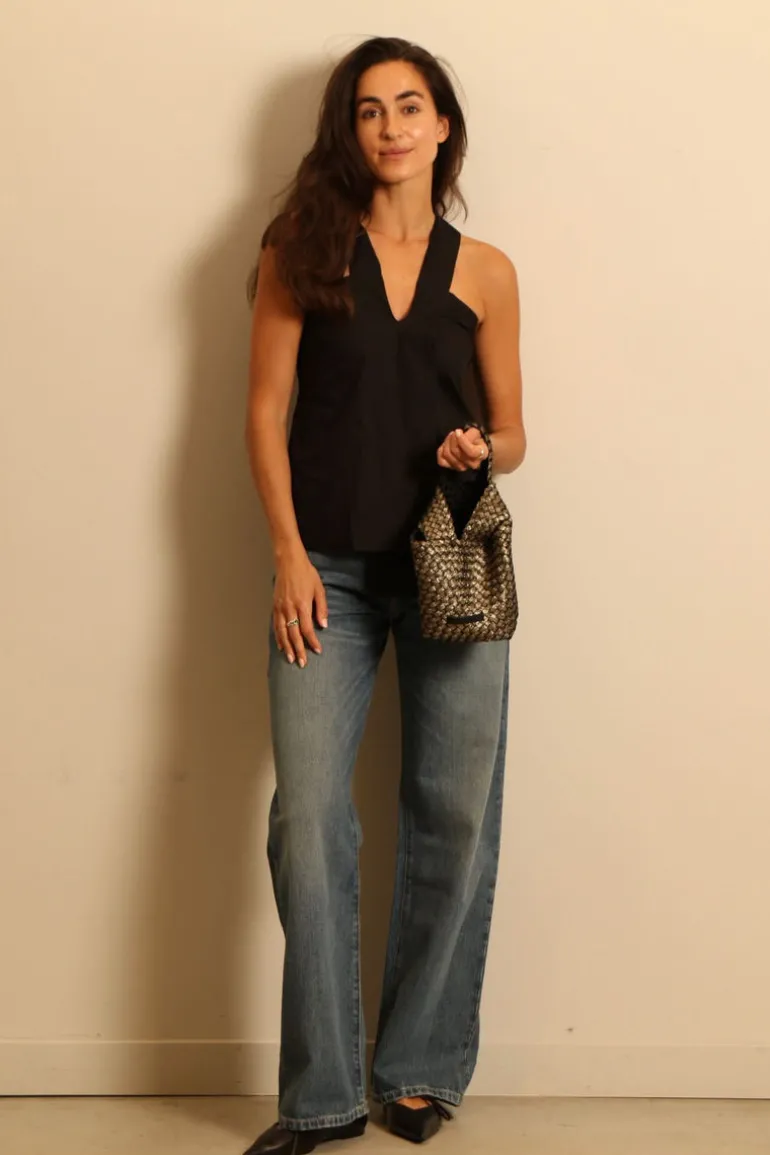 Sea Me Happy Top - Pina Top Poplin - Black