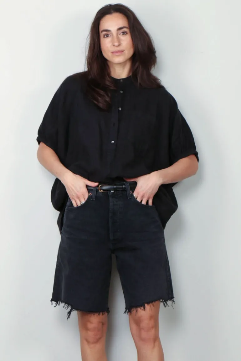 SoSue Blouse - Cowboy button linen - Black