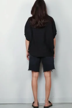 SoSue Blouse - Cowboy button linen - Black