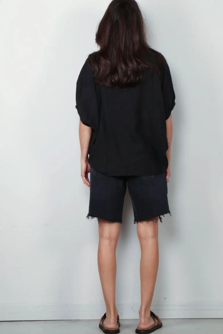 SoSue Blouse - Cowboy button linen - Black