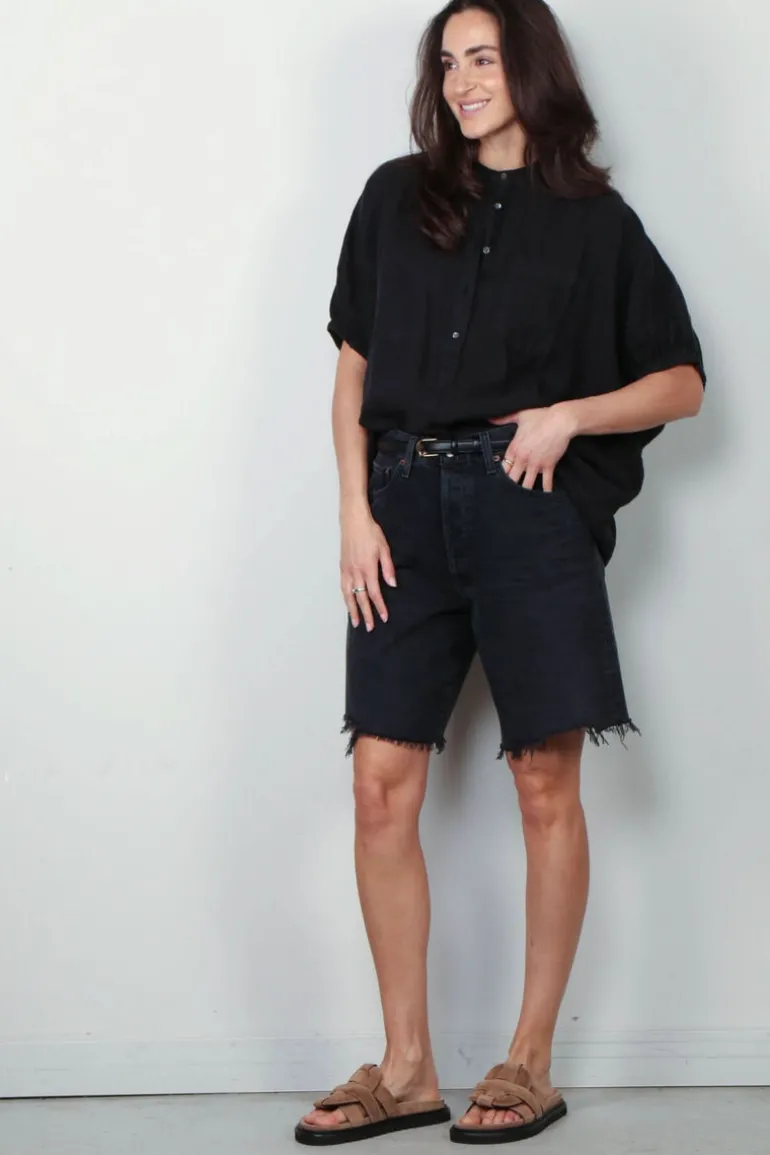 SoSue Blouse - Cowboy button linen - Black