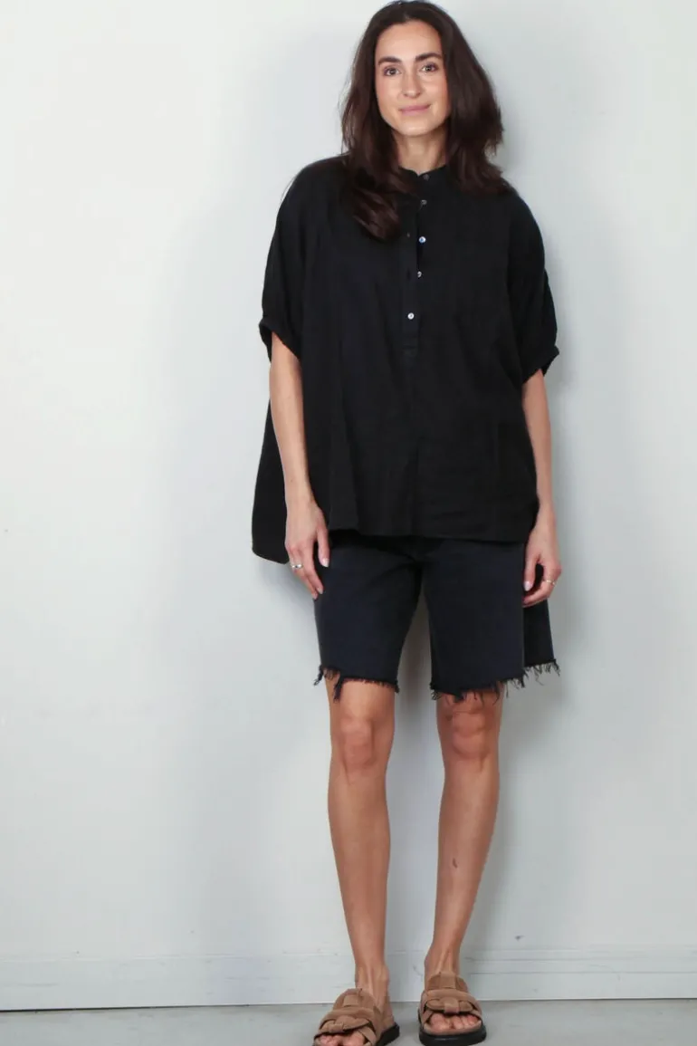 SoSue Blouse - Cowboy button linen - Black