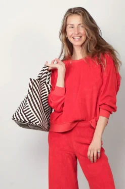 Suzie Kondi Sweater - Samos Oversize Sweatshirt Terry - Cherry