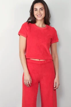 Suzie Kondi T-Shirt - Carpi Crew Neck Tee Terry - Cherry