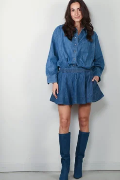 Suzie Kondi Rok - Lina Mini Circle Denim - Aegean