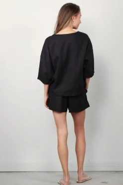 Suzie Kondi Top - Saria Linen - Black