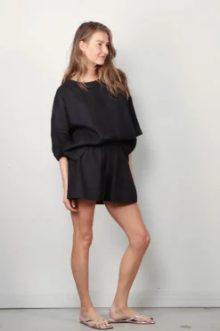 Suzie Kondi Top - Saria Linen - Black