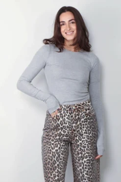 Éterne Top - Long Sleeve Fitted Top - Heather Grey