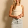 Éterne top - HIGH NECK FITTED TANK - cream