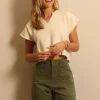 Éterne top - TERRY RAGLAN CUTOFF TOP - cream