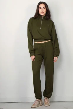 Éterne Sweater - Cropped Half Zip Sweatshirt - Moss
