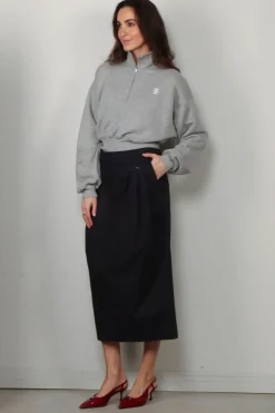 Éterne Sweater - Cropped Half Zip Sweatshirt - Heather grey