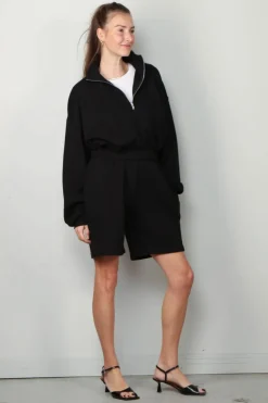 Éterne Sweater - Cropped Half Zip Sweatshirt - Black