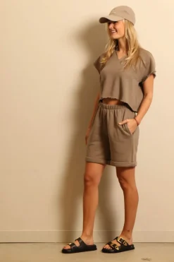 Éterne short - TERRY BOYFRIEND SHORT - clay