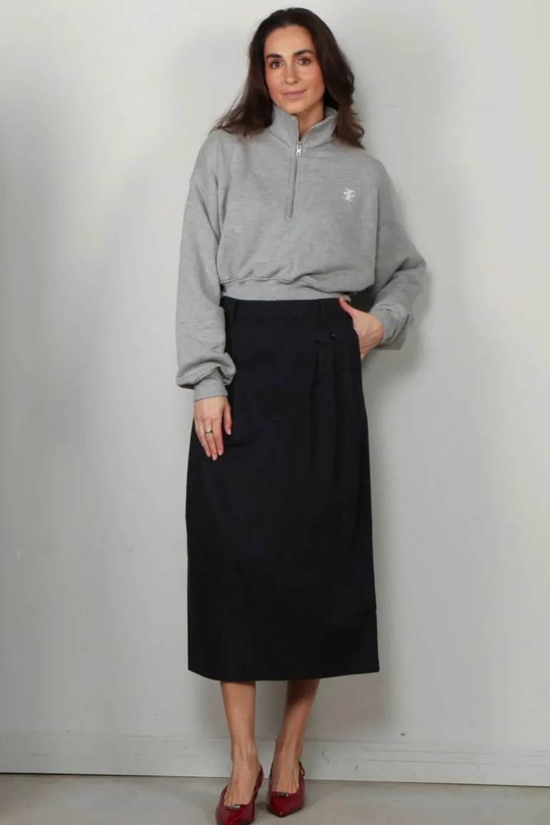 Éterne Sweater - Cropped Half Zip Sweatshirt - Heather grey