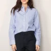Tibi Blouse - Striped shirting charlie men's slim shirt -  Blue stripe multi
