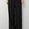 Tibi Broek - Recycled tropical wool double waist boxer trouser -  Black