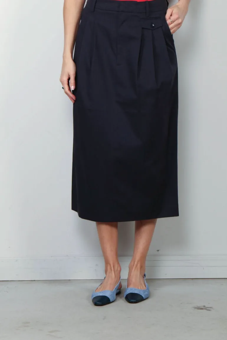 Tibi Broek - Bio Twill Triple Pleat Skirt - Dark Navy