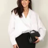 Tibi Blouse - Eco Poplin Bubble Hem Shirt Jacket - White