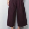 Tibi Broek - Bio Twill Triple Pleat Cropped Pant - Plum
