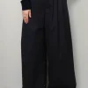 Tibi Broek - Bio Twill Triple Pleat Pant - Dark Navy