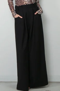 Tibi Broek - Tropical Wool Walker Wide Leg Pant - Black