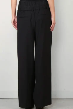 Tibi Broek - Recycled tropical wool double waist boxer trouser - Black