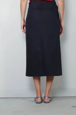 Tibi Broek - Bio Twill Triple Pleat Skirt - Dark Navy