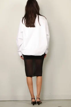 Tibi Blouse - Eco Poplin Bubble Hem Shirt Jacket - White