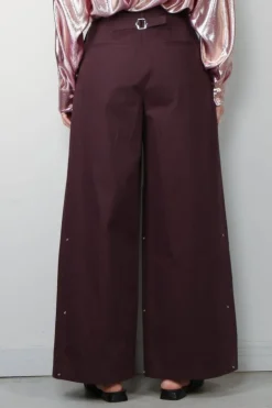 Tibi Broek - Bio Twill Triple Pleat Pant - Plum